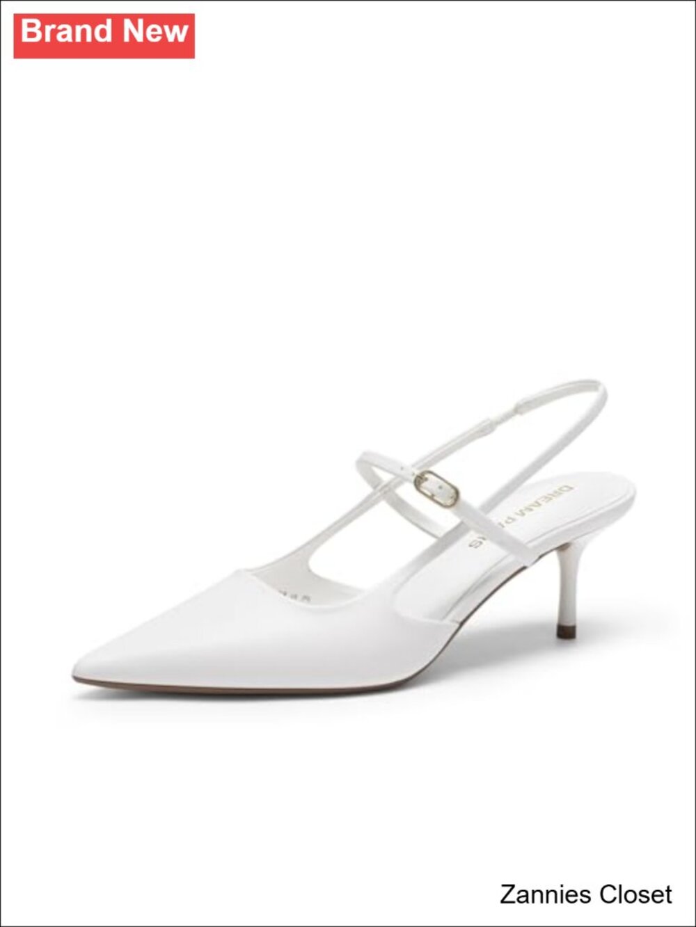 ✨ DREAM PAIRS Women's Mary Jane Slingback Kitten Heels Pointed Toe Faux Leather